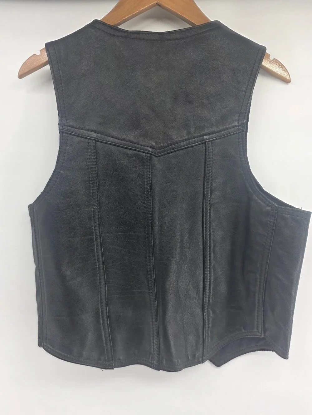 All American Rider Mens Black Leather Motorcycle Vest  Medium Harley Motorcycle